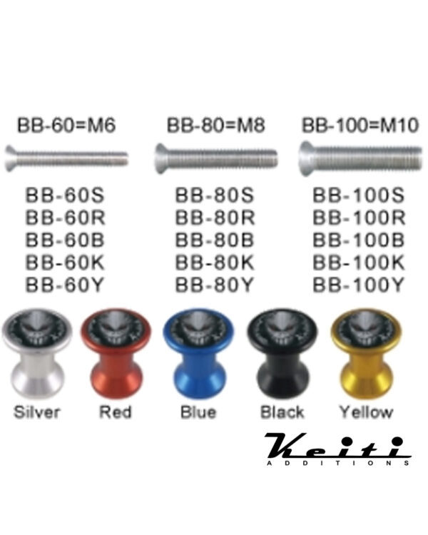 Keiti Swingarm Bobbins - 10mm - Silver - Image 2