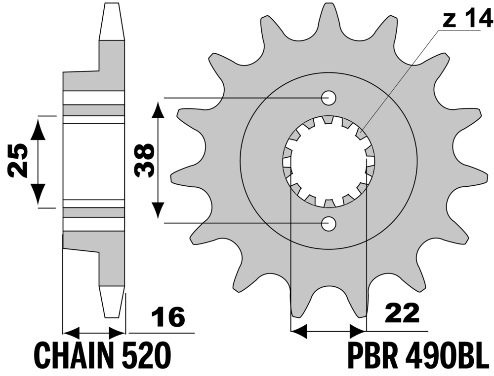 SPROCKETS PBR FRONT 490BL-15