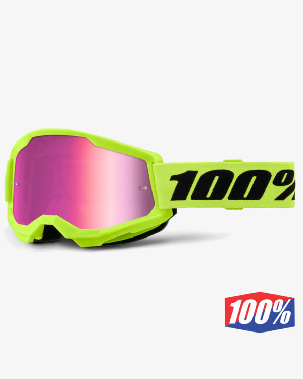 online-10025002800016. 100% STRATA 2 NEON/YELLOW GOGGLE - PINK LENS