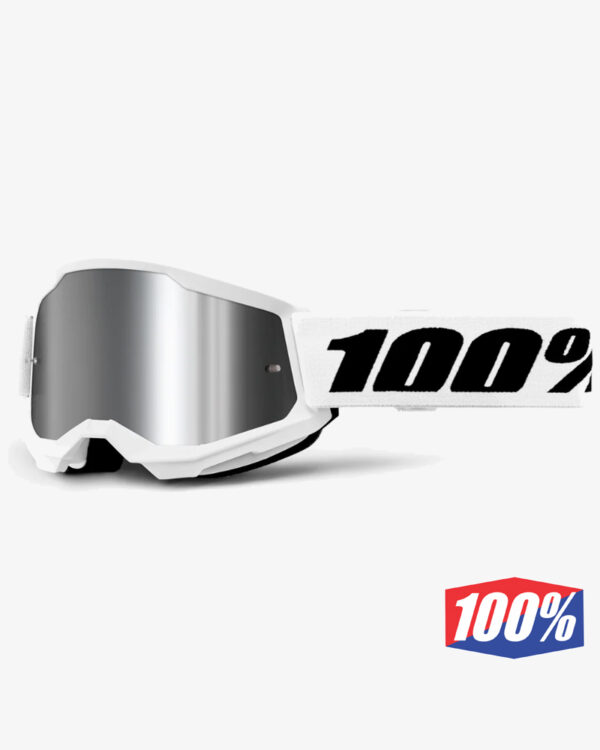 100% STRATA 2 JUNIOR WHITE GOGGLE - SILVER LENS