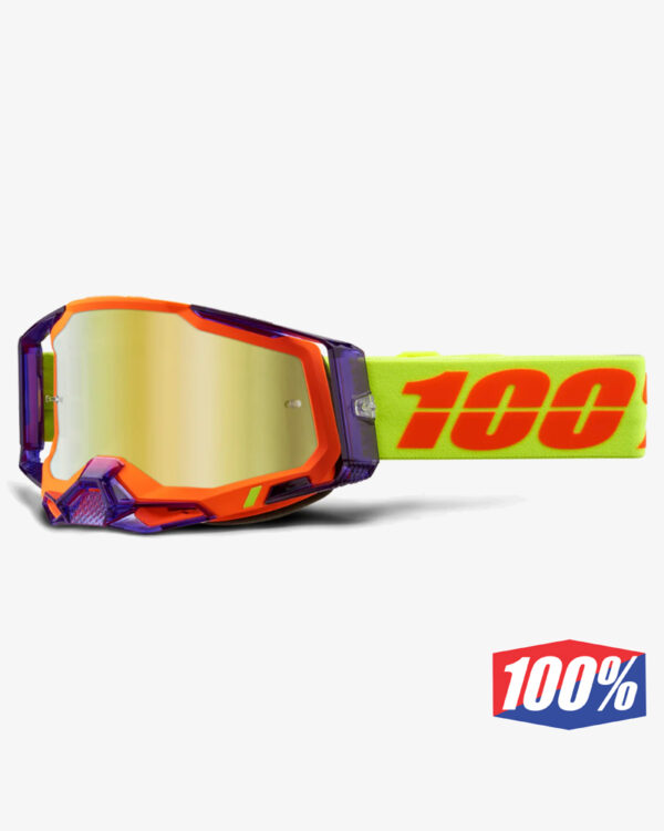 online-10025001000021. 100% RACECRAFT 2 PANAM GOGGLE - GOLD MIRROR LENS