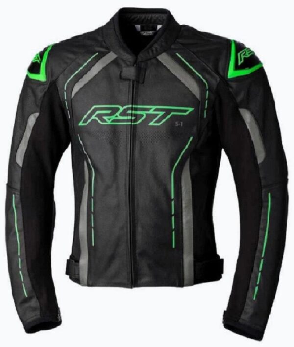 GetImageNoResize (63). RST S1 Leather Jacket - Black/Neon Green