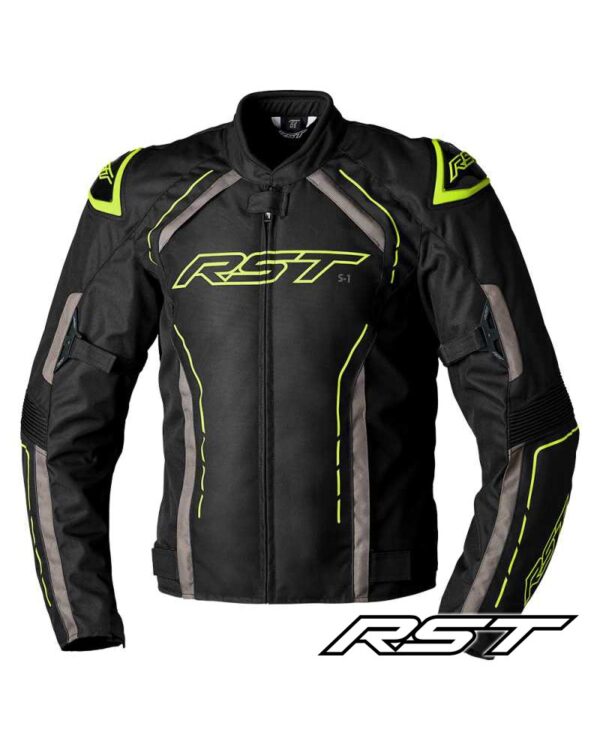 RST S1 Leather Jacket - Black/fluo Yellow
