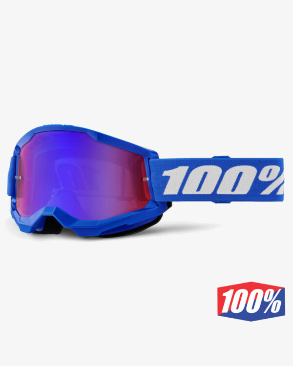 100% STRATA 2 BLUE/RED GOGGLE - BLUE MIRROR LENS