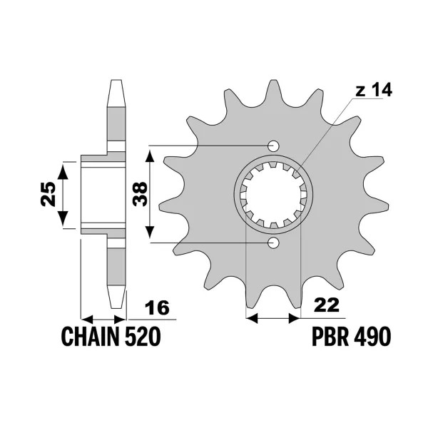 SPROCKETS PBR FRONT 490-14