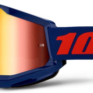 10025002800021 #1. 100% Strata 2 Navy Goggle - Red Mirror Lens