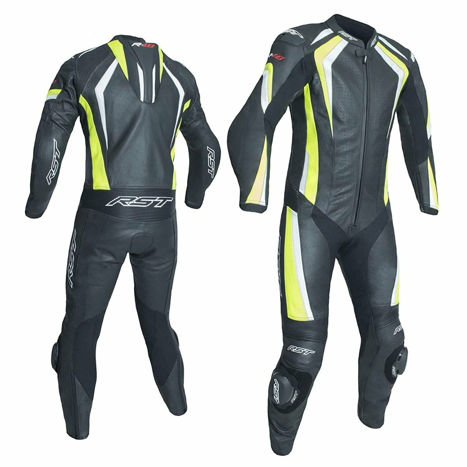102068f.yel-1-r18-suit. RST R-18 1 Piece Race Suit - Black/Flou Yellow 2XL/48