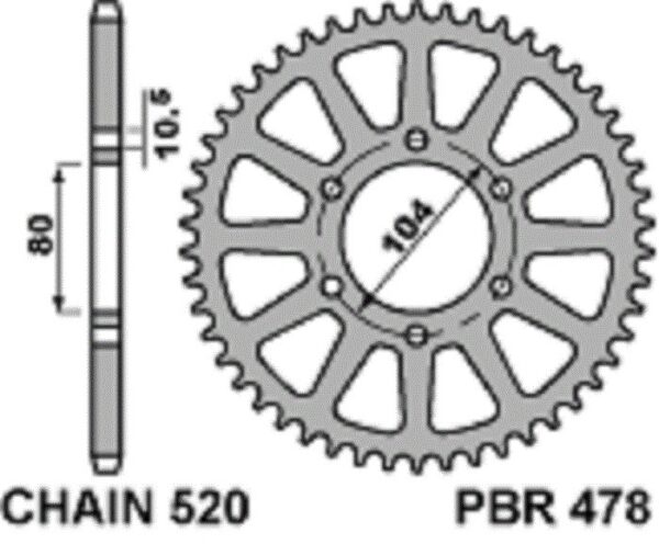SPROCKETS PBR REAR 0478-42 - Image 2