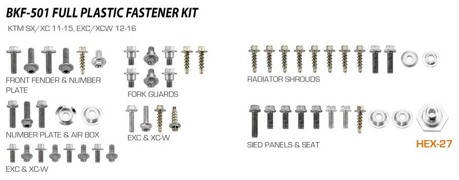 PLASTICS FASTNER KIT MSD KTM XC& SX 11> EXC&XC-W 12>