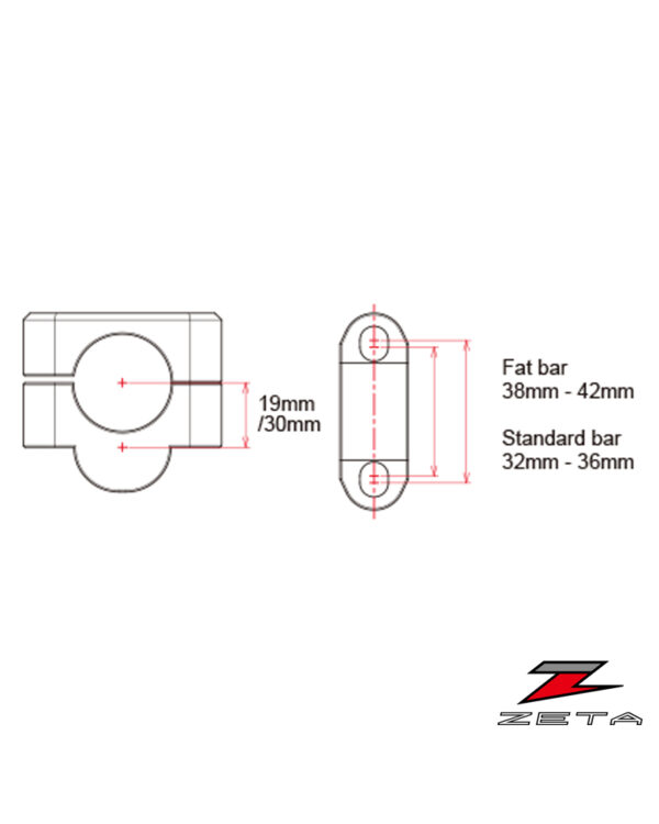 ZE53-0219-3. ZETA Bar Raiser 28.6mm H30mm - Black