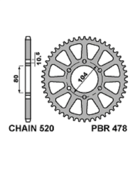 SPROCKETS PBR REAR 0478-47
