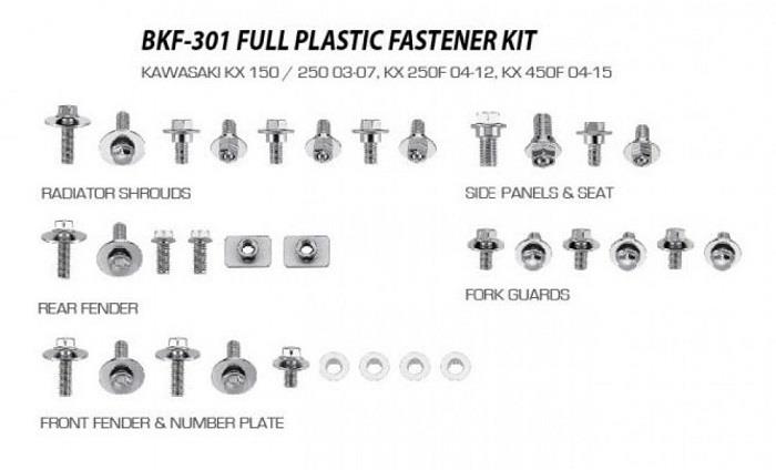 PLASTICS FASTNER KIT MSD KAWASAKI/SUZUKI  KXF/KX 03-07 KXF250-450 RM250